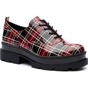 Plaid Lace-Up Women's Shoes